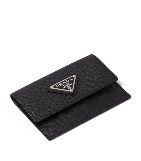 black saffiano card holder prada